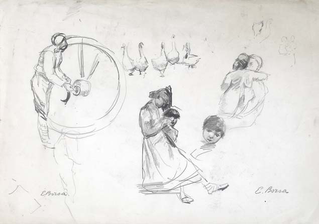 Emilio Borsa, studies of figures